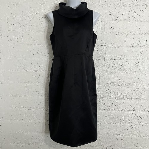 Abito donna Michael Kors 10 nero senza maniche lucido zip dietro LBD cocktail AS10