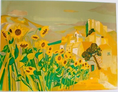 GEORGES LAMBERT 1919-1998 VINTAGE LITHOGRAPH SIGNED NUMBERED SUNFLOWERS FIELD - Image 1 of 4