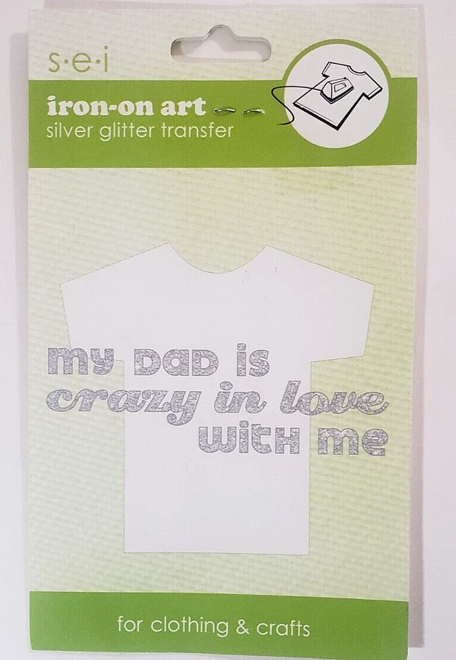 SEI Iron-On Art Silver Glitter Transfer – CRAZY IN LOVE - 1 sheet - Image 1 of 1