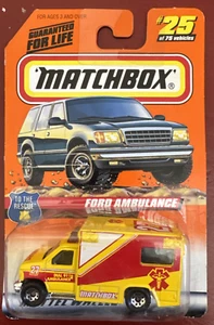1998 Mattel Matchbox 1998 Checklist Series 4 Ford Ambulance #25 New in Package - Picture 1 of 3