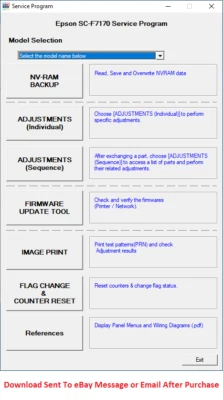 Epson Plotter Service Program Surecolor F7100, F7170 Service manual included - Image 1 of 3