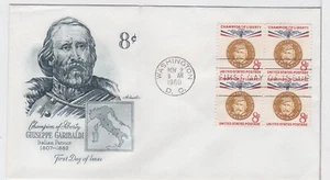 TurtlesTradingPost - Guiseppe Garibaldi 8 Cent 1960 #1169- Artmaster FDC Block 4 - Picture 1 of 1