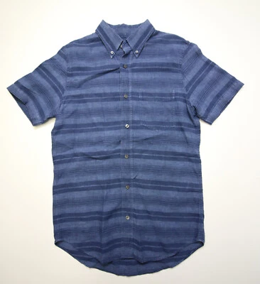 Jack Spade Warren Street NY Shirt Mens S Linen Blue Stripe Short Sleeve Button - Image 1 of 4