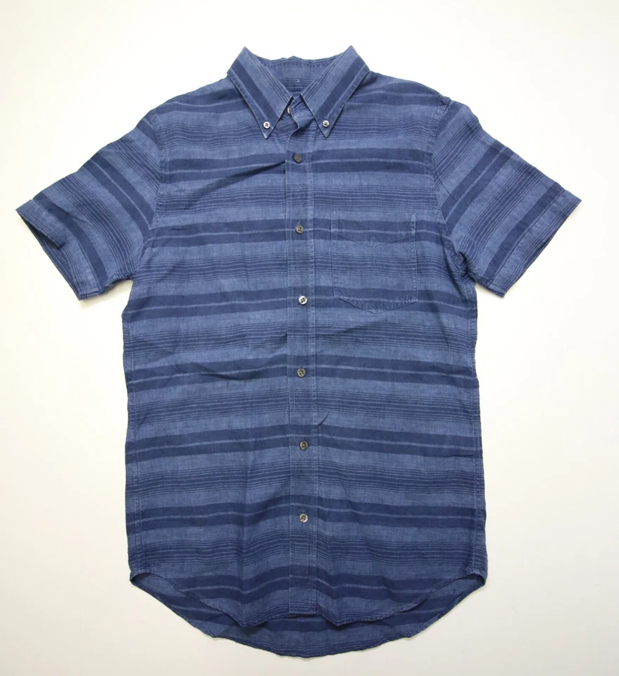 Jack Spade Warren Street NY Shirt Mens S Linen Blue Stripe Short Sleeve Button - Image 1 of 4