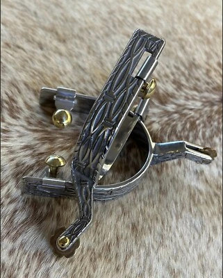 Par de espuelas de diseño de alambre de púas de acero inoxidable occidental tamaño adulto Foto 1 de 4