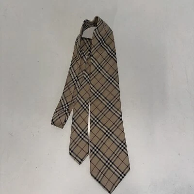 Corbata para hombre Burberry London 100 % seda hecha en Italia a cuadros Nova beige Foto 1 de 4