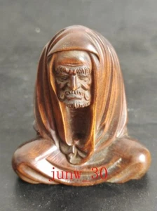 6 CM High Carved Boxwood Carving Figurine - Damo Monk Elder - Picture 1 of 11