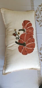 Threshold Printed Pumpkin with Stitch Edge Throw Pillow 12 X 20 in - Beige New - Picture 1 of 10