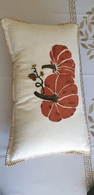 Threshold Printed Pumpkin with Stitch Edge Throw Pillow 12 X 20 in - Beige New - Image 1 of 4