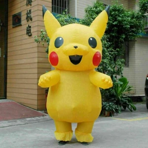 Unisex Maskottchen Pikachu aufblasbares Kostüm Cosplay Halloween lustiges Kleid - Bild 1 von 5