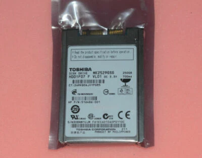 Toshiba 1.8" HDD mk2529GSG 250gb 5400 RPM 8mb Micro SATA mSATA Hard Disk Driver - Image 1 of 3
