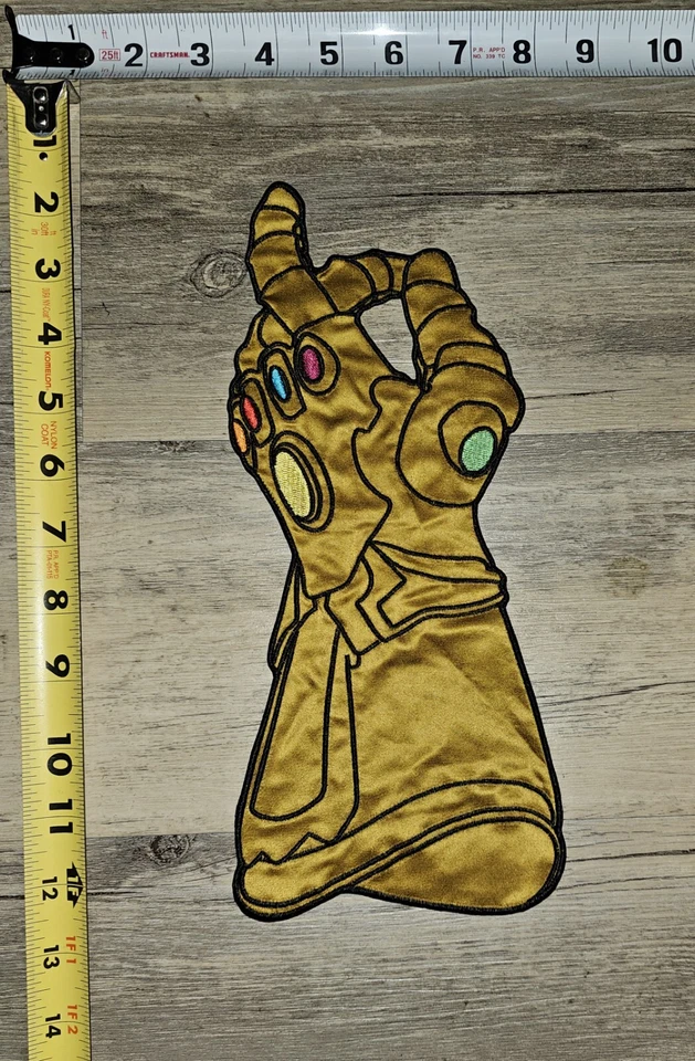 MARVEL AVENGERS THANOS GAUNTLET FINGER SNAP LARGE PATCH.  EMBROIDERED.  COOL. - Image 1 of 1