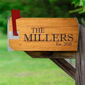 Personalized Wood Mailbox Covers Magnetic - Custom Family Name Mailbox PMBM1 - Picture 1 of 14