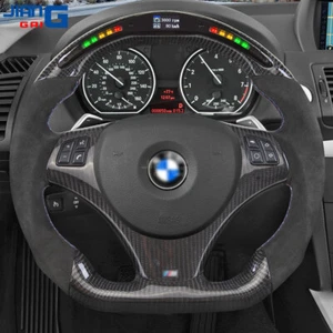 Volante de fibra de carbono apto para BMW E70 E81 E87 E90 E91 E92 E93 con moldura - Imagen 1 de 11