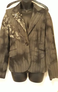 River Island grey pinstriped casual jacket, Rock Chick , steam punk size 8 - Picture 1 of 10