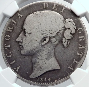 1844 Great Britain UK QUEEN VICTORIA Antique Silver LARGE Crown Coin NGC i81748 - Picture 1 of 5