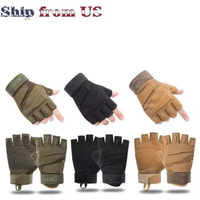 Tactical Gloves Army SWAT Military Combat Hunting Shooting Duty Gear Fingerless - Image 1 of 4