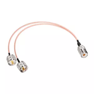 UHF Splitter Cable SO239 Female to Dual SO239 Male V Shaped Combiner Pigtail 8" - Picture 1 of 4