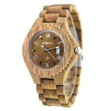 Real Black Walnut Wood Wrist Watch Mens Date Big 46mm Japan Miyota Citizen Mvmt