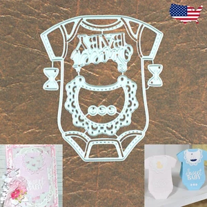 Sweet Baby Bodysuit w Bib Bows & Snaps Cutting and Embossing Dies - Style B - Picture 1 of 5