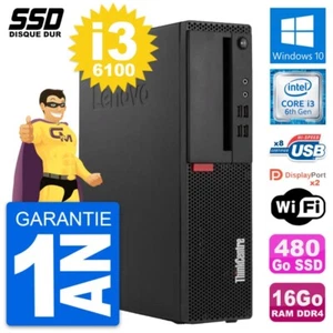 PC Lenovo Thinkcentre M910s SFF Intel i3-6100 RAM 16Go SSD 480Go Windows 10 Wifi - Bild 1 von 7