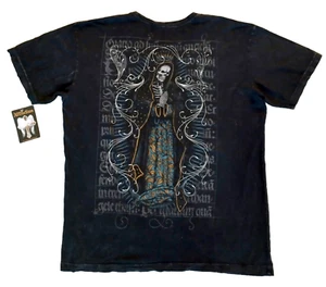 T-Shirt Affliction PREGHIERE 3XL NUOVA CON ETICHETTE Reaper Skull Rosario Nero - Foto 1 di 2