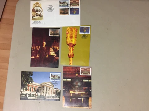 Five South Africa PARLAMENTARY BUILDINGS fdc.Four are maxi cards Cover