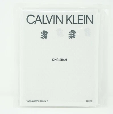 Calvin Klein Clon 100% Algodón Peinado Percal Floral Almohada Falsa - REY - Blanco Foto 1 de 3