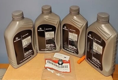 4x QTS Acura OEM ATF Type 3.1 W/Drain Plug Bolt Gasket 9SPD Transmission NEW - Image 1 of 2