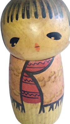 Retro Vintage kokeshi doll by  Hiroe Fukushima 16cm Sousaku Japan Figure signed - Image 1 of 4