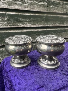 Vintage Pair Ianthe Silver Plated Rose Posy Bowl Flowers Vase - Picture 1 of 7