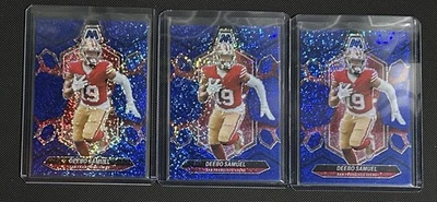 2024 Panini Mosaic Deebo Samuel #192 3 Card Lot Red & Blue Sparkle - Image 1 of 2