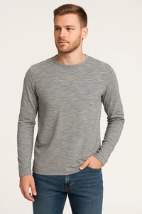 Mark Law Luxury Tee Shirt Size Small Long Sleeve Gray Neutral Basic Minimalist - Picture 1 of 9