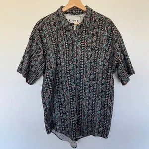 Camisa De Colección Años 90 Frank Abotonada Para Hombre Mediana Retro Abstracta Estampado Completo EE. UU. - Imagen 1 de 8