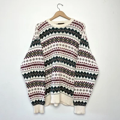 Suéter De Colección Eddie Bauer Algodón Fair Isle Nordic Heritage Abuelo XL Alto Foto 1 de 4