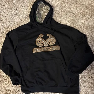 Realtree Camo Logo Black Hoodie Pullover Sweatshirt Mens Large - Picture 1 of 4