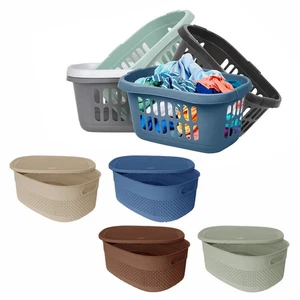 14L Storage Basket with Lid/60L Hipster Laundry Basket Multiuse Assorted Colours - Picture 1 of 38