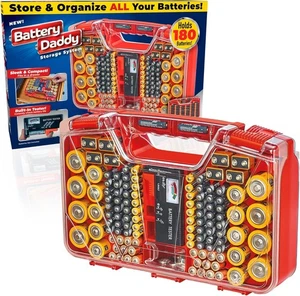 Battery Daddy Storage Case Holds 180 Batteries Red - Picture 1 of 5