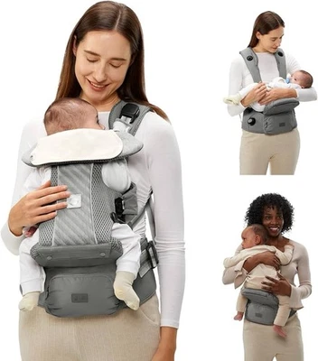 Portabebés BC Babycare para niños pequeños con asiento de cadera | Alivio trasero, 13–33 libras, gris Foto 1 de 4