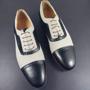 Hombres PAUL FREDERICK Zapatos Oxford TALLA 8.5 HECHOS EN ITALIA Blanco Negro Nuevos con Caja - Imagen 1 de 10