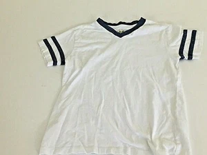 Pullover Buzz Cuts ragazzo tg S8 bianco blu orlo scollo a V cotone S/S camicia a/a 16" - Foto 1 di 8