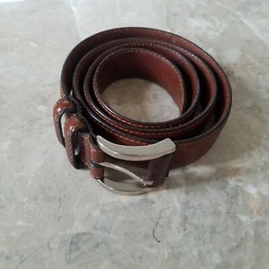 Remo Tulliani Brown Leather Belt Size 44 Chrome Buckle Model #6772 Italy - Bild 1 von 9