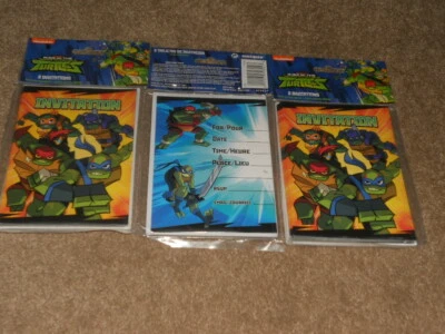 3 Packs Of 8 Ninja Turtles Birthday Party Invitations and Envelopes 24 Total - Image 1 of 2
