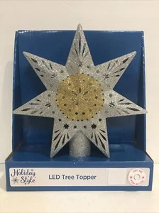 Holiday Style Christmas Tree Topper Star Silver & Gold LED Light Projector 8.25” - Picture 1 of 8