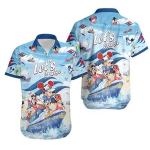 Mickey Mouse & Friends Family Cruise Trip Summer Vacation Mode Hawaiian Shirt - Picture 1 of 2