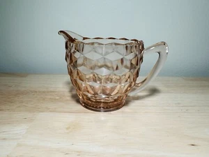 Vintage Pink Depression Glass Creamer Jeannette Cube Pattern - Picture 1 of 11