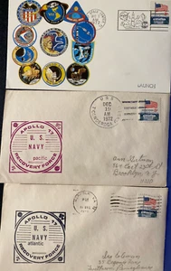 APOLLO 17 PATCH CACHET KSC LAUNCH + ONBOARD PRS TICONDEROGA & NORFOLK NAVAL 1972 - Picture 1 of 13