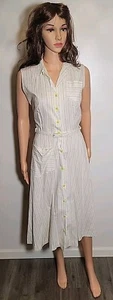 Vintage 50er 60er Jahre gelb Blumen Tageshaus Kleid Taschen und Gürtel - Bild 1 von 9
