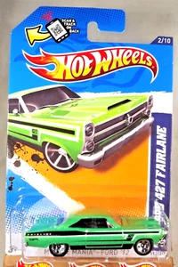 2012 Hot Wheels #12 Muscle Mania-Ford 2/10 '66 FORD 427 FAIRLANE Green w/5 Spoke - Picture 1 of 5
