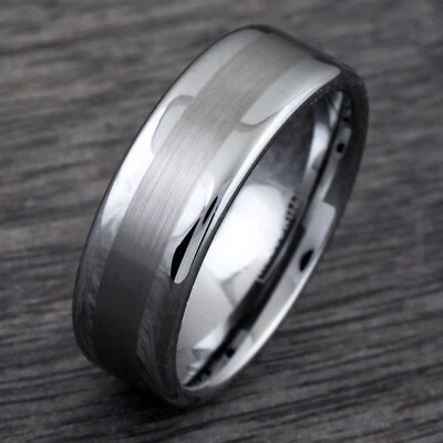 ¡CIERRE! Anillo de alianza de boda de carburo de tungsteno para hombre con acabado cepillado Foto 1 de 4